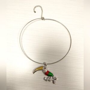 Vintage Circle Adjustable Necklace Colorful Tropical Toucan Bird Pendant